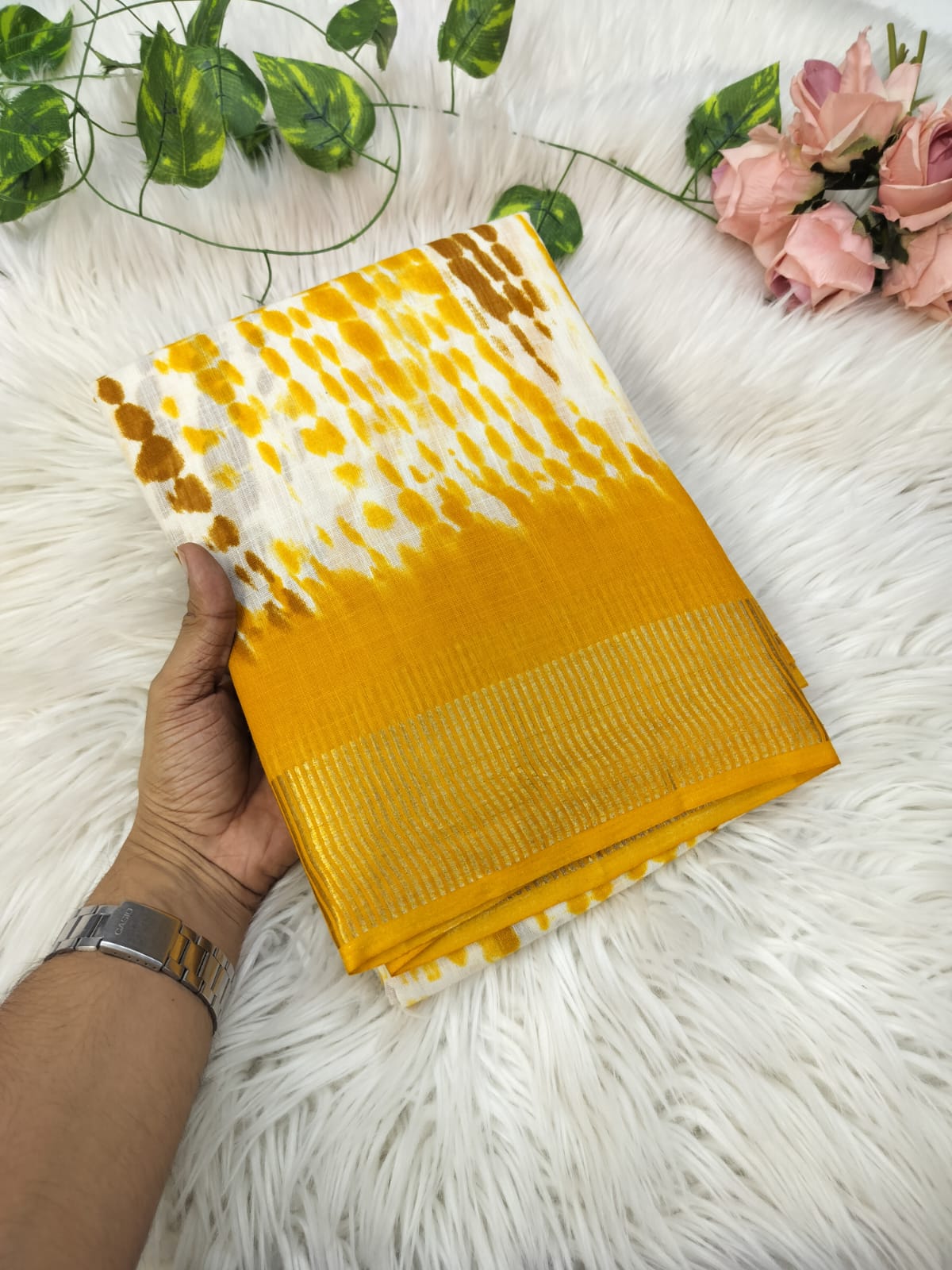 premium linen cotton sarees