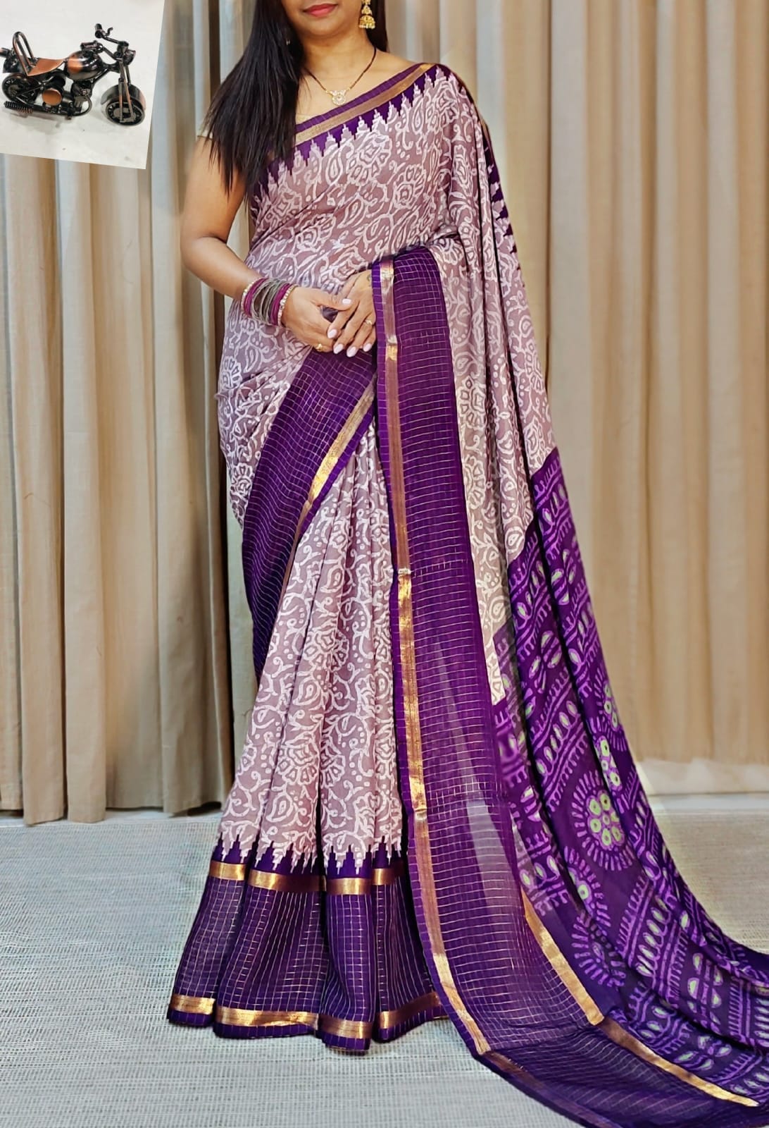 Premium Georgette with checks border