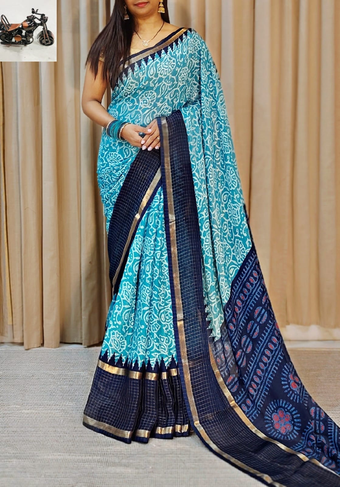 Premium Georgette with checks border